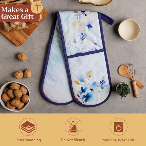 Double Oven Mitts 100% Cotton Double Oven Glove (046 - Lazy Summer Days / 7" x 35" (Double Oven Mitt))