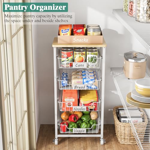Fruit Vegetable Basket for Kitchen Pantry Storage Organizer (5 Tier / White)
