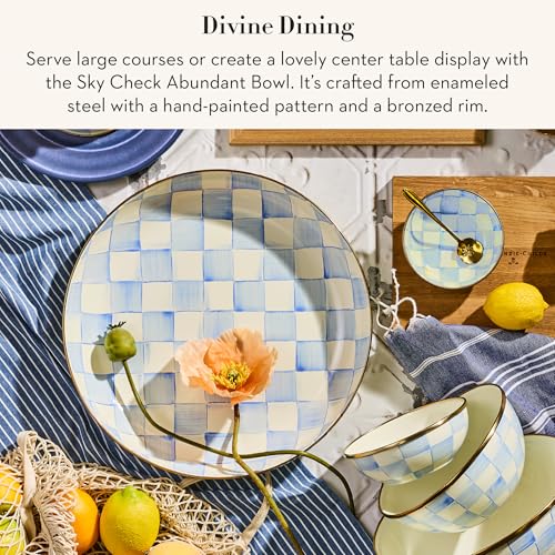 Enamel Abundant Bowl (Sky Check)