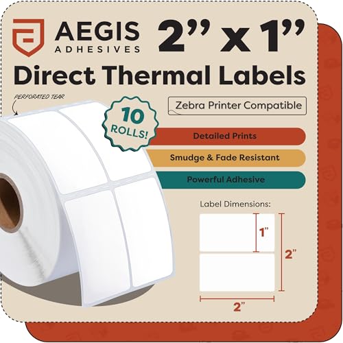 2" X 1" (2-Up) Direct Thermal Labels (26000 Count, 10 Rolls with 1" Core) (2" X 1" - 2 UP)