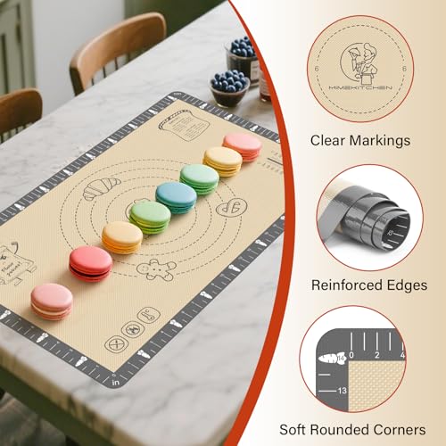 Silicone Baking Mat with Cookie Recipes (Dark Gray / 26"L x 16"W)