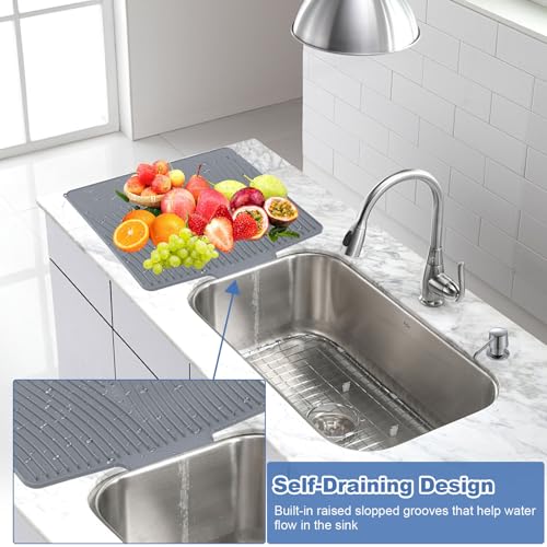 Silicone Dish Drying Mat with Drain Lip 23.6'' x 17.9'' Non (23.6'' x 17.9'')