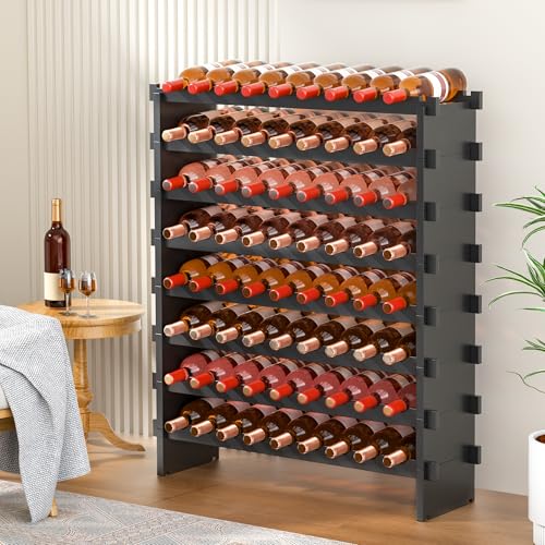 Bamboo Stackable Wine Rack (Black / 8-Tier)