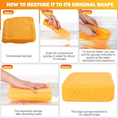 60 Pcs Large Sponges Bulk Car Cleaning Foam Commercial