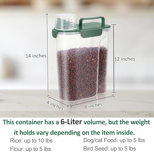 5 Lbs Pet Dog Food Storage Container for Bird Seed Rice Flour (Dark Green-5L)