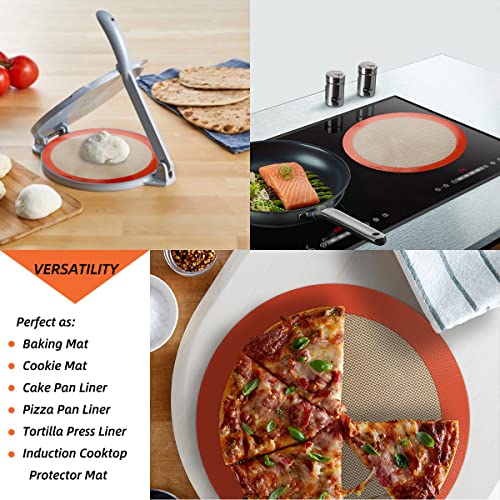 Round Silicone Baking Mats for 10 inch Cake Pan (Bright Orange / 10"L x 10"W)