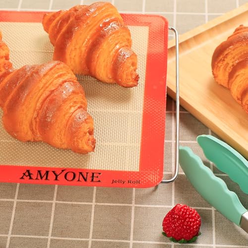 Silicone Baking Mats for 10x15" Jelly Roll Pan (Bright Orange / 14.4"L x 9.5"W)