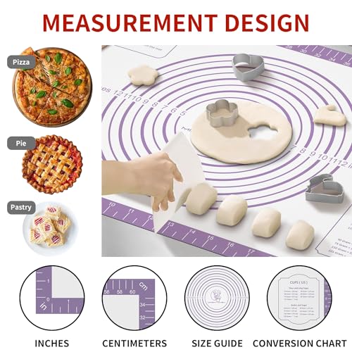 Silicone Pastrty Mat for Dough Rolling (Purple / 26"L x 16"W)