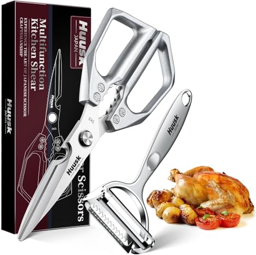 Kitchen Scissors and Vegetable Peeler Set (Bright Silver)