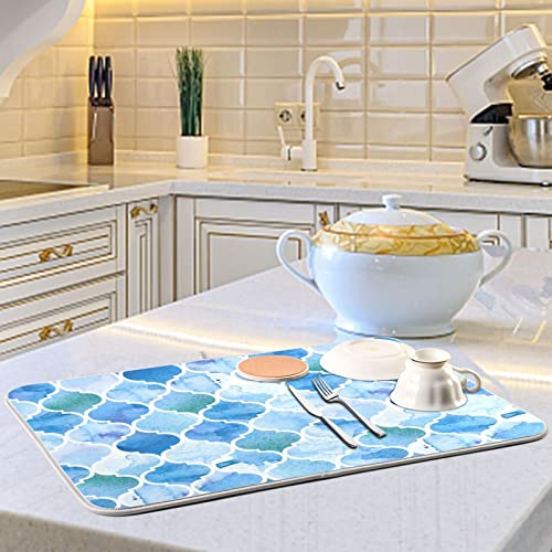 Super Absorbent Dish Drying Mat (Watercolour Moroccan Background / 18" x 24")