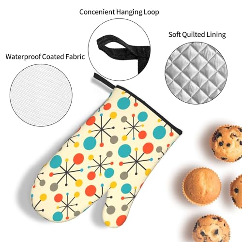 Mid Century Fifties Modern Atomic Retro Oven Mitts and Pot Holders Sets of 3