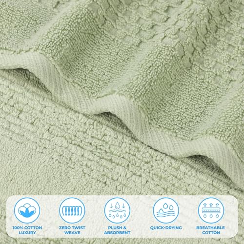 Playa Zero Twist Cotton Medium Weight Towels (8 Piece Towel Set / Green)