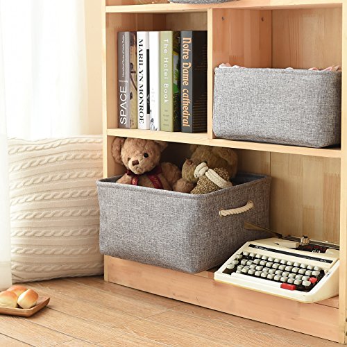Large Storage Bins Basket (Grey / 2PCS/Large - 15.7Lx11.8Wx8.3H)