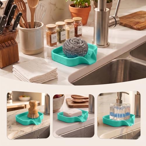 Silicone Soap Dish with Drain Spout (Mint / S(4.9"×3.2"))