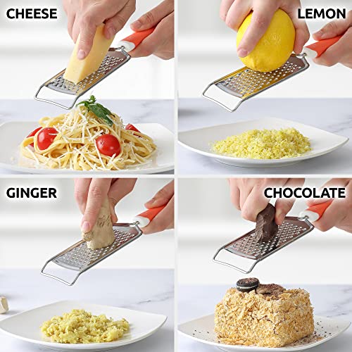 Professional Cheese Grater Stainless Steel (1 Pack / Orange)