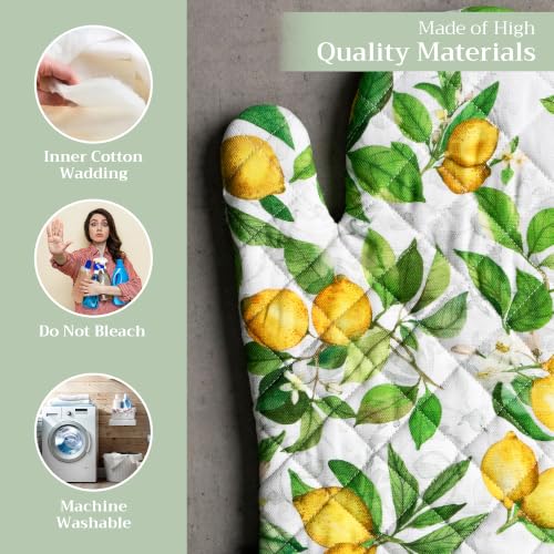 Maison d'Hermine Oven Gloves 100% Cotton Oven Mitt (032 - Cedrat / 7.5" x 13" (Oven Mitt))