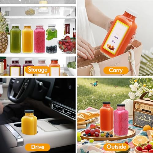 16 oz Juice Bottles with Lids (16 Ounces)