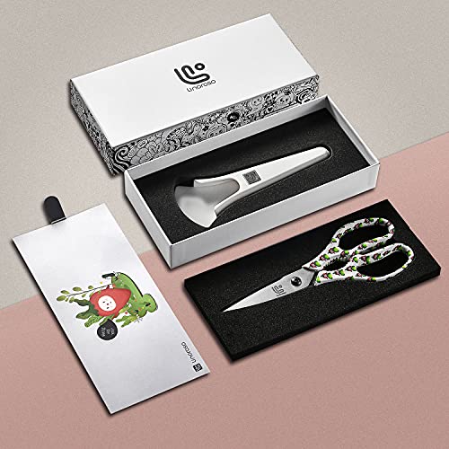 Kitchen Scissors Heavy Duty Kitchen Shears with Magnetic Holder Made with Japanese Steel 4034 (White/Chili)