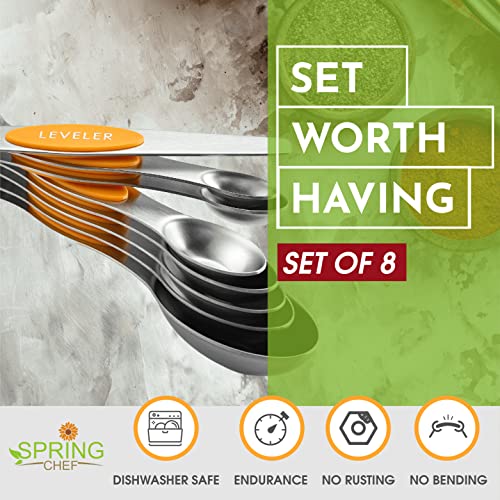 Stainless Steel Magnetic Measuring Spoons Set of 8 (Mango / 1-Pack)