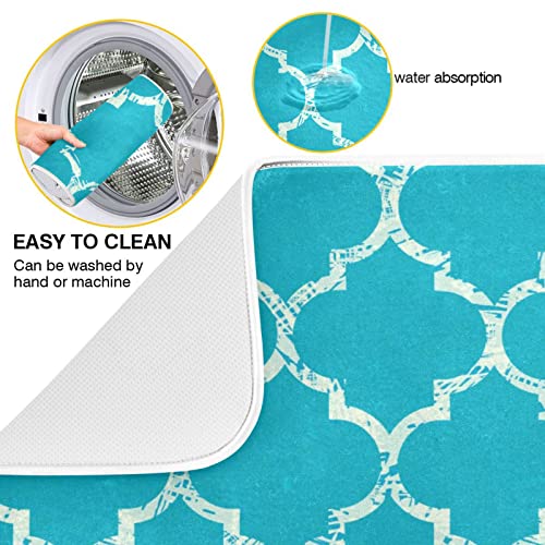 Super Absorbent Dish Drying Mat (Beautiful Grunge White Morrocan Trellis / 18" x 24")