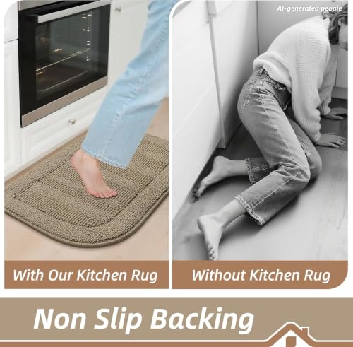 24x40 Inch Kitchen Rugs Non Slip Washable Kitchen Sink Rug (24" x 40" (Semicircular) / Beige)