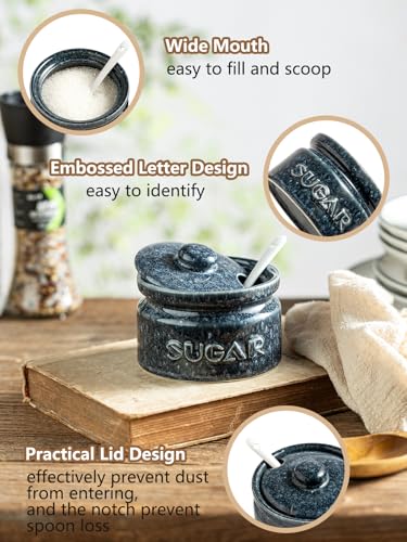 10oz Ceramic Sugar Bowl with Lid and Spoon for Coffee Bar (13.59 Count)