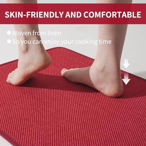 Long Kitchen Runner Rugs Kitchen Mat Non Slip Washable Red 17"x71" (8.4 Sq Ft)