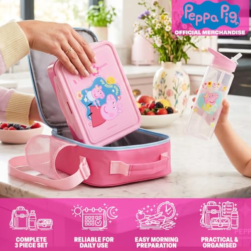 Peppa Pig Girls Lunch Box 3Pc Set (Pink Peppa Pig)