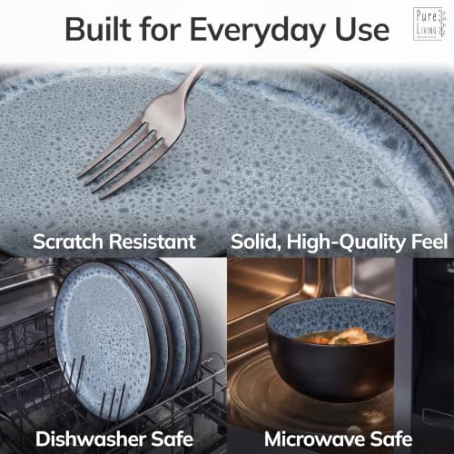 16 Piece Stoneware Dinnerware Set for 4 (Dark / Smoke Blue / Set for 4 (16pcs))