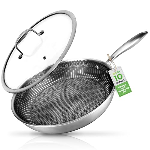 10” Non Stick Stainless Steel Frying Pan with Lid (10" Frying pan with Lid / Stainless Steel)