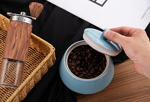 Small Kitchen Ceramic Canister Storage Jar with Lid Blue (Blue(ICE))