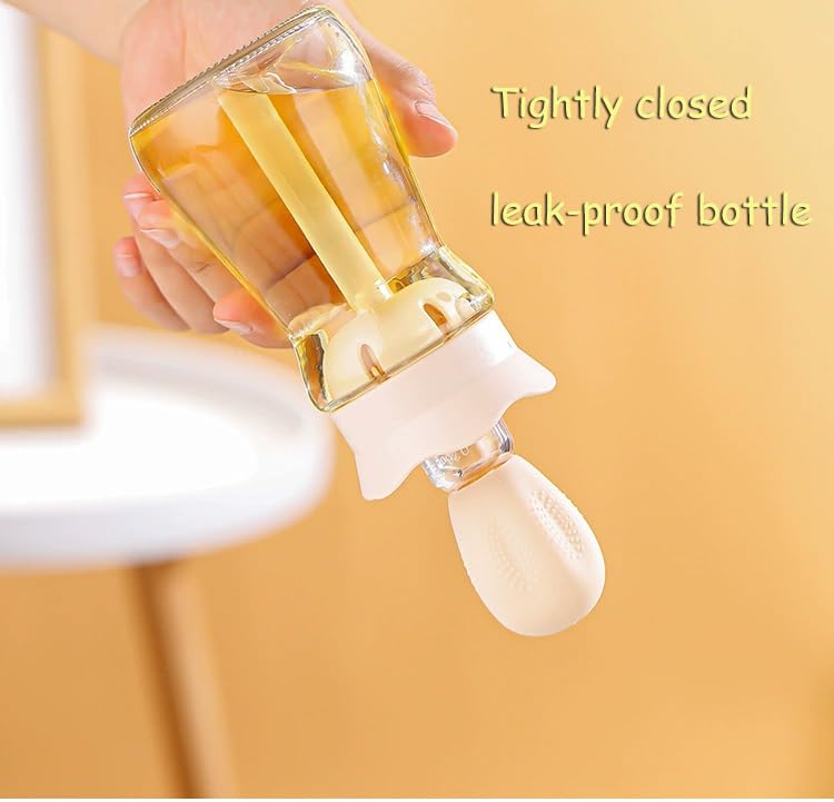Oil Dispenser Bottle with Silicone Brush (Cream White-1pc)