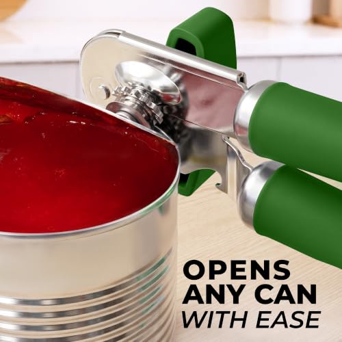 Stainless Steel Swing Open Manual Can Opener Comfortable Grip (Artichoke Green / Swing Open)