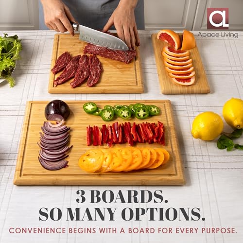 Chorus Bamboo Cutting Board Set with Juice Groove (Straight Chic Bamboo)