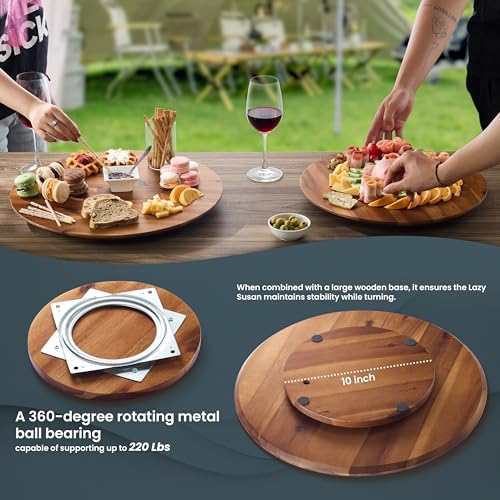 16" Wooden Lazy Susan Organizer for Tabletop 360° Rotation