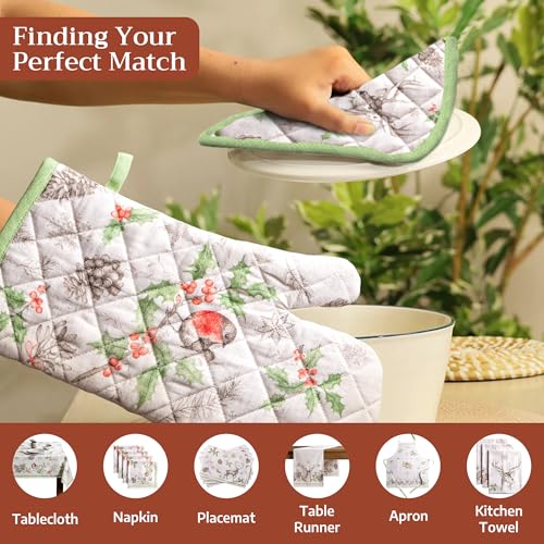 Pot Holders 100% Cotton Potholders (115 - Christmas Dew / 8" x 8" (Pot Holder Pack of 2))