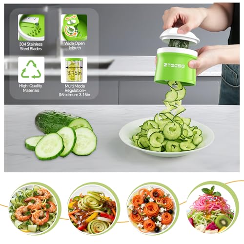 4 in 1 Vegetable Spiralizer Slicer for Veggie Noodles (Green)