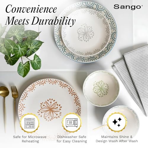 12 Piece Speckled Stoneware Dinnerware Set for 4 (Glazed Garden / 12-Piece Set)