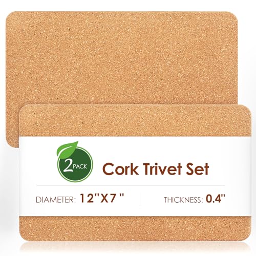 Rectangle Cork Trivets for Hot Dishes (09-12 Inch 2pcs Rectangular)
