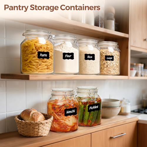 Glass Pantry Jars with Airtight Lids 0.7 Gallon 2 Pack Wide Mouth (88oz*2)