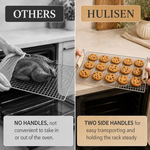 4 Pack Heavy Duty Wire Cooking Rack Baking Racks with Handle 14.1" x 10.7" (Silver)