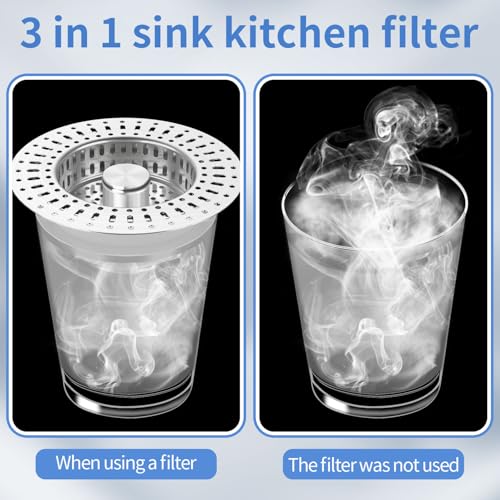 Upgraded 3 in 1 Kitchen Sink Drain Filter (2 Count)