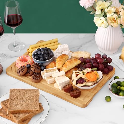 Organic Bamboo Cutting Boards for Kitchen (Natural / 15"L x 10"W)