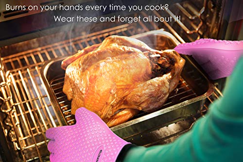 Silicone Smoker Oven Gloves (Pink / One Size Fits Most)