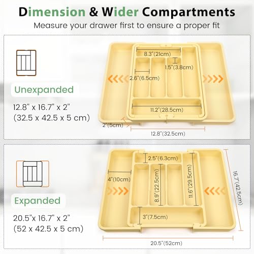 Large Silverware Organizer for Kitchen Drawer & Utensils (Desert Sand)