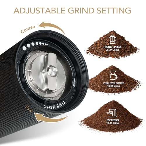 Chestnut C2S Manual Coffee Grinder Capacity 25g with CNC Stainless Steel Conical Burr (Black / Chestnut C2S)
