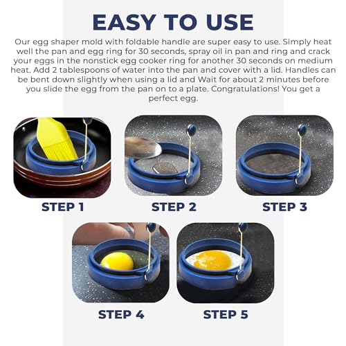 PROFESSIONAL Silicone Egg Ring (Blue 4-Pack)