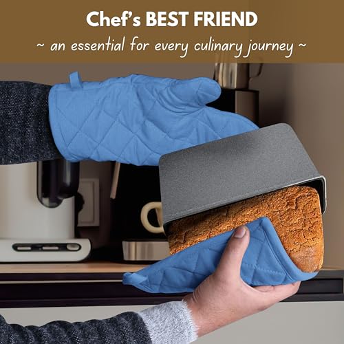 Pot Holders and Oven Mitts Sets for Kitchen Heat Resistant (Blue)