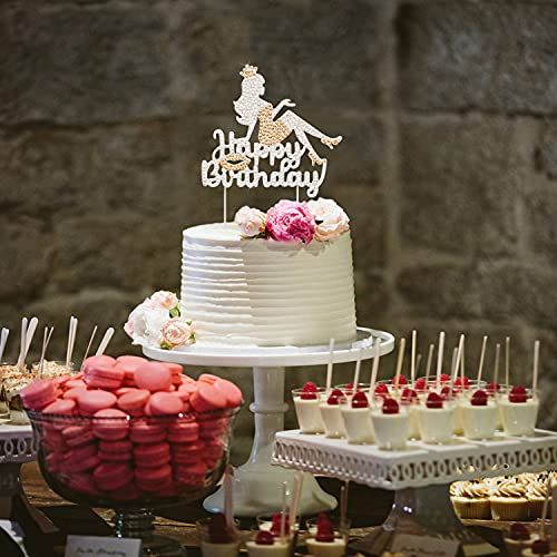 Happy Birthday Crown Queen High Heel Rhinestone Cake Topper