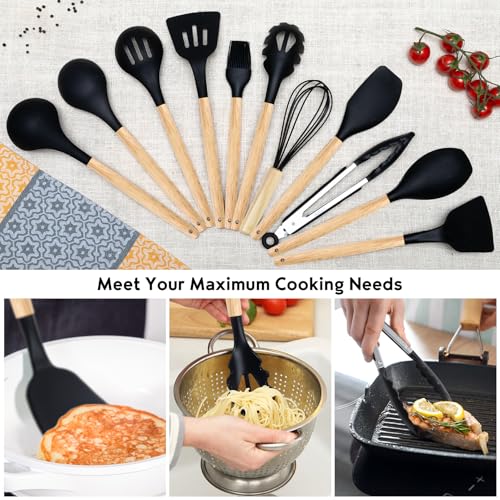 19 PCS Black Kitchen Cooking Utensils Set Kitchen Tools Set (Black)